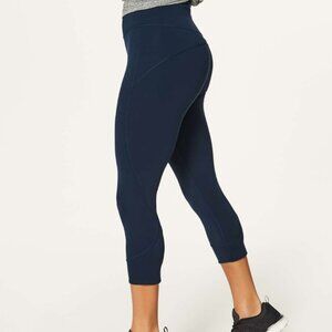 Lululemon Nocturnal Teal In Movement Crop Yoga Tights Everlux Rare Size 6 Blue